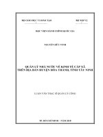 Quản lý nhà nước về kinh tế cấp xã trên địa bàn huyện hòa thành, tỉnh tây ninh (LUẬN văn THẠC sĩ QUẢN lý CÔNG) 