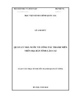 Quản lý nhà nước về công tác thanh niên trên địa bàn tỉnh lào cai (LUẬN văn THẠC sĩ CHUYÊN NGÀNH QUẢN lý CÔNG) 