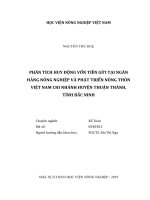 Phân tích huy động vốn tiền gửi tại ngân hàng nông nghiệp và phát triển nông thôn việt nam chi nhánh huyện thuận thành tỉnh bắc ninh luận văn thạc sĩ kinh tế nông nghiệp 