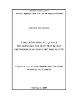 Tăng cường công tác quản lý thu ngân sách nhà nước trên địa bàn phường gia sàng, thành phố thái nguyên​ 
