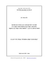 Đánh giá năng lực giải quyết vấn đề của học sinh trong dạy học chương động lực học chất điểm   vật lí 10 THPT​ 