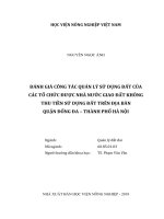 Đánh giá công tác quản lý sử dụng đất của các tổ chức được nhà nước giao đất không thu tiền sử dụng đất trên địa bàn quận đống đa thành phố hà nội luận văn thạc sĩ kinh tế nông nghiệp 