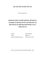 Đánh giá công tác bồi thường hỗ trợ và tái định cư khi nhà nước thu hồi đất tại một số dự án trên địa bàn huyện sa pa tỉnh lào cai luận văn thạc sĩ kinh tế nông nghiệp 