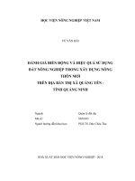 Đánh giá biến động và hiệu quả sử dụng đất nông nghiệp trong xây dựng nông thôn mới trên địa bàn thị xã quảng yên tỉnh quảng ninh luận văn thạc sĩ kinh tế nông nghiệp 