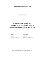 Đánh giá công tác đấu giá quyền sử dụng đất tại một số dự án trên địa bàn huyện lý nhân tỉnh hà nam luận văn thạc sĩ kinh tế nông nghiệp 