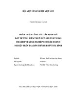Hoàn thiện công tác xác định giá đất để tính tiền thuê đất sản xuất kinh doanh phi nông nghiệp cho các doanh nghiệp trên địa bàn thành phố thái bình luận văn thạc sĩ kinh tế nông nghiệp 