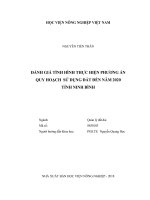 Đánh giá tình hình thực hiện phương án quy hoạch sử dụng đất đến năm 2020 tỉnh ninh bình luận văn thạc sĩ kinh tế nông nghiệp 