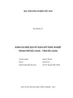Đánh giá hiệu quả sử dụng đất nông nghiệp thành phố bắc giang tỉnh bắc giang luận văn thạc sĩ kinh tế nông nghiệp 