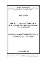 Giải quyết việc làm cho lao động nông thôn trên địa bàn huyện đồng hỷ tỉnh thái nguyên 