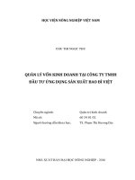 Quản lý vốn kinh doanh tại công ty TNHH đầu tư ứng dụng sản xuất bao vì việt luận văn thạc sĩ kinh tế nông nghiệp 