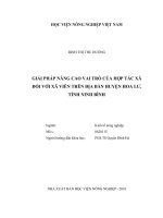 Giải pháp nâng cao vai trò của hợp tác xã đối với xã viên trên địa bàn huyện hoa lư tỉnh ninh bình luận văn thạc sĩ kinh tế nông nghiệp 
