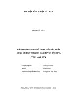 Đánh giá hiệu quả sử dụng đất sản xuất nông nghiệp trên địa bàn huyện bắc sơn tỉnh lạng sơn luận văn thạc sĩ kinh tế nông nghiệp 
