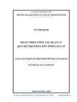 Hoàn thiện công tác quản lý quỹ hỗ trợ nông dân tỉnh lào cai 