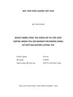 Hoàn thiện công tác đăng ký và cấp giấy chứng nhận của chi nhánh văn phòng đăng ký đất đai huyện lương tài luận văn thạc sĩ kinh tế nông nghiệp 