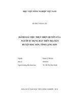 Đánh giá việc thực hiện quyền của người sử dụng đất trên địa bàn huyện bắc sơn tỉnh lạng sơn luận văn thạc sĩ kinh tế nông nghiệp 