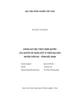 Đánh giá việc thực hiện quyền của người sử dụng đất ở trên địa bàn huyện tiên du tỉnh bắc ninh luận văn thạc sĩ kinh tế nông nghiệp 