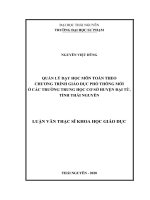 Quản lý dạy học môn toán theo chương trình giáo dục phổ thông mới ở các trường trung học cơ sở huyện đại từ, tỉnh thái nguyên​ 