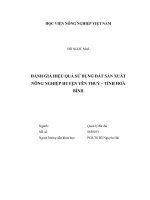 Đánh giá hiệu quả sử dụng đất sản xuất nông nghiệp huyện yên thủy tỉnh hòa bình luận văn thạc sĩ kinh tế nông nghiệp 