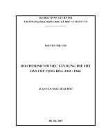 Luận văn Thạc sĩ Lịch sử: Hồ Chí Minh với việc xây dựng thể chế dân chủ cộng hòa (1945 - 1946)