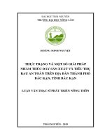 Thực trạng và một số giải pháp nhằm thúc đẩy sản xuất và tiêu thụ rau an toàn trên địa bàn thành phố bắc kạn tỉnh bắc kạn 