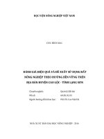 Đánh giá hiệu quả và đề xuất sử dụng đất nông nghiệp theo hướng bền vững trên địa bàn huyện cao lộc tỉnh lạng sơn luận văn thạc sĩ kinh tế nông nghiệp 