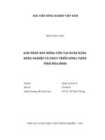 Giải pháp huy động vốn tại ngân hàng nông nghiệp và phát triển nông thôn tỉnh hòa bình luận văn thạc sĩ kinh tế nông nghiệp 