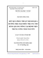 Kết quả phẫu thuật nội soi qua đường niệu đạo điều trị ung thư bàng quang nông tại bệnh viện trung ương thái nguyên​ 