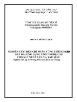 Tóm tắt Luận án Tiến sĩ Quản lý Đất đai: Nghiên cứu tiêu chí phân vùng thích nghi đất đai ứng dụng công nghệ cao cho sản xuất lúa và rau màu (Nghiên cứu trong điều kiện cụ thể tại