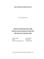Đánh giá tình hình thực hiện phương án quy hoạch sử dụng đất đến năm 2020 tỉnh bắc ninh luận văn thạc sĩ kinh tế nông nghiệp 
