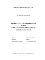 Huy động vốn tại ngân hàng nông nghiệp và phát triển nông thôn việt nam chi nhánh đông anh luận văn thạc sĩ kinh tế nông nghiệp 