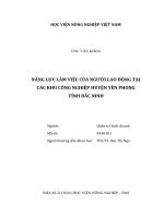 Năng lực làm việc của người lao động tại các khu công nghiệp huyện yên phong tỉnh bắc ninh luận văn thạc sĩ kinh tế nông nghiệp 