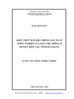 Kiến thức bản địa trong sản xuất nông nghiệp của dân tộc mông ở huyện mèo vạc tỉnh hà giang 