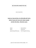 Đánh giá ảnh hưởng của dồn điền đổi thửa đến sử dụng đất sản xuất nông nghiệp huyện yên dũng tỉnh bắc giang luận văn thạc sĩ kinh tế nông nghiệp 