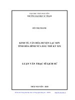 Kinh tế, văn hóa huyện lạc sơn tỉnh hòa bình nửa đầu thế kỷ XIX 