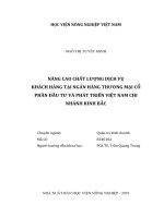 Nâng cao chất lượng dịch vụ khách hàng tại ngân hàng thương mại cổ phần đầu tư và phát triển việt nam chi nhánh kinh bắc luận văn thạc sĩ kinh tế nông nghiệp 