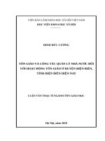 Tôn giáo và công tác quản lý nhà nước đối với hoạt động tôn giáo ở huyện điện biên, tỉnh điện biên hiện nay 