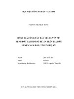 Đánh giá công tác đấu giá quyền sử dụng đất tại một số dự án trên địa bàn huyện nam đàn tỉnh nghệ an luận văn thạc sĩ kinh tế nông nghiệp 