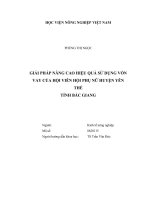 Giải pháp nâng cao hiệu quả sử dụng vốn vay của hội viên hội phụ nữ huyện yên thế tỉnh bắc giang luận văn thạc sĩ kinh tế nông nghiệp 