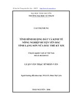 Tình hình ruộng đất và kinh tế nông nghiệp huyện yên bác tỉnh lạng sơn nửa đầu thế kỷ XIX 