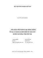 Ứng dụng viễn thám và hệ thống thông tin địa lý đánh giá biến động sử dụng đất huyện tam nông tỉnh phú thọ luận văn thạc sĩ kinh tế nông nghiệp 
