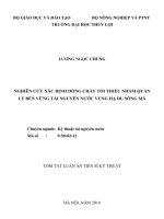 Tóm tắt Luận án Tiến sĩ Kỹ thuật: Nghiên cứu xác định dòng chảy tối thiểu nhằm quản lý bền vững tài nguyên nước vùng hạ du sông Mã