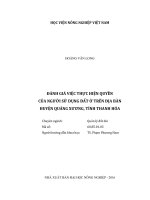 Đánh giá việc thực hiện quyền của người sử dụng đất ở trên địa bàn huyện quảng xương tỉnh thanh hóa luận văn thạc sĩ kinh tế nông nghiệp 