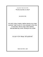 Tổ chức hoạt động nhóm trong dạy học lịch sử việt nam từ năm 1930 đến năm 1954 ở trường trung học phổ thông thành phố hạ long tỉnh quảng ninh​ 