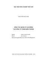 Công tác quản lý lao động tại công ty TNHH kiên thành luận văn thạc sĩ kinh tế nông nghiệp 