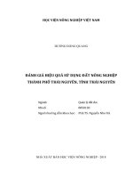 Đánh giá hiệu quả sử dụng đất nông nghiệp thành phố thái nguyên tỉnh thái nguyên luận văn thạc sĩ kinh tế nông nghiệp 