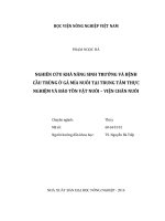 Nghiên cứu khả năng sinh trưởng và bệnh cầu trùng ở gà mía nuôi tại trung tâm thực nghiệm và bảo tôn vật nuôi viện chăn nuôi luận văn thạc sĩ nông nghiệp 