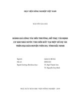 Đánh giá công tác bồi thường hỗ trợ tái định cư khi nhà nước thu hồi đất tại một số dự án trên địa bàn huyện tiên du tỉnh bắc ninh luận văn thạc sĩ kinh tế nông nghiệp 