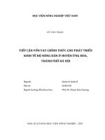 Tiếp cận vốn vay chính thức cho phát triển kinh tế hộ nông dân ở huyện ứng hòa thành phố hà nội luận văn thạc sĩ kinh tế nông nghiệp 