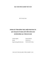 Đánh giá tình hình thực hiện phương án quy hoạch sử dụng đất đến năm 2020 huyện bình lục tỉnh hà nam luận văn thạc sĩ kinh tế nông nghiệp 