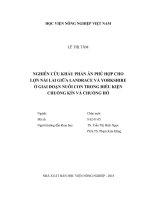 Nghiên cứu khẩu phần ăn phù hợp cho lợn nái lai giữa lanrace và yorkshire ở giải đoạn nuôi con trong điều kiện chuồng kín và chuồng hở luận văn thạc sĩ nông nghiệp 